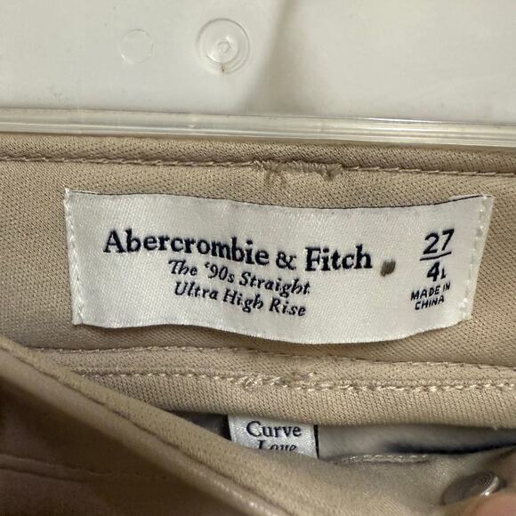 Abercrombie & Fitch Curve Vegan Leather Classic 90s Tan Ultra High Rise Pants 4L - Picture 3 of 7